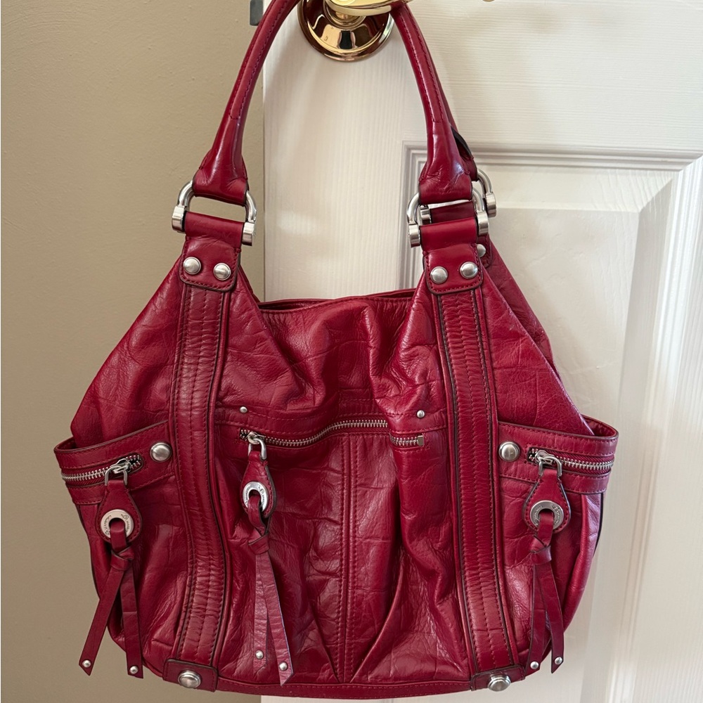 B. Makowsky Red Leather Women's Handbag